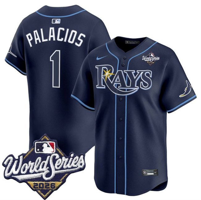 Men's Navy Tampa Bay Rays #1 Richie Palacios 2026 World Series Limited Stitched Baseball Jersey